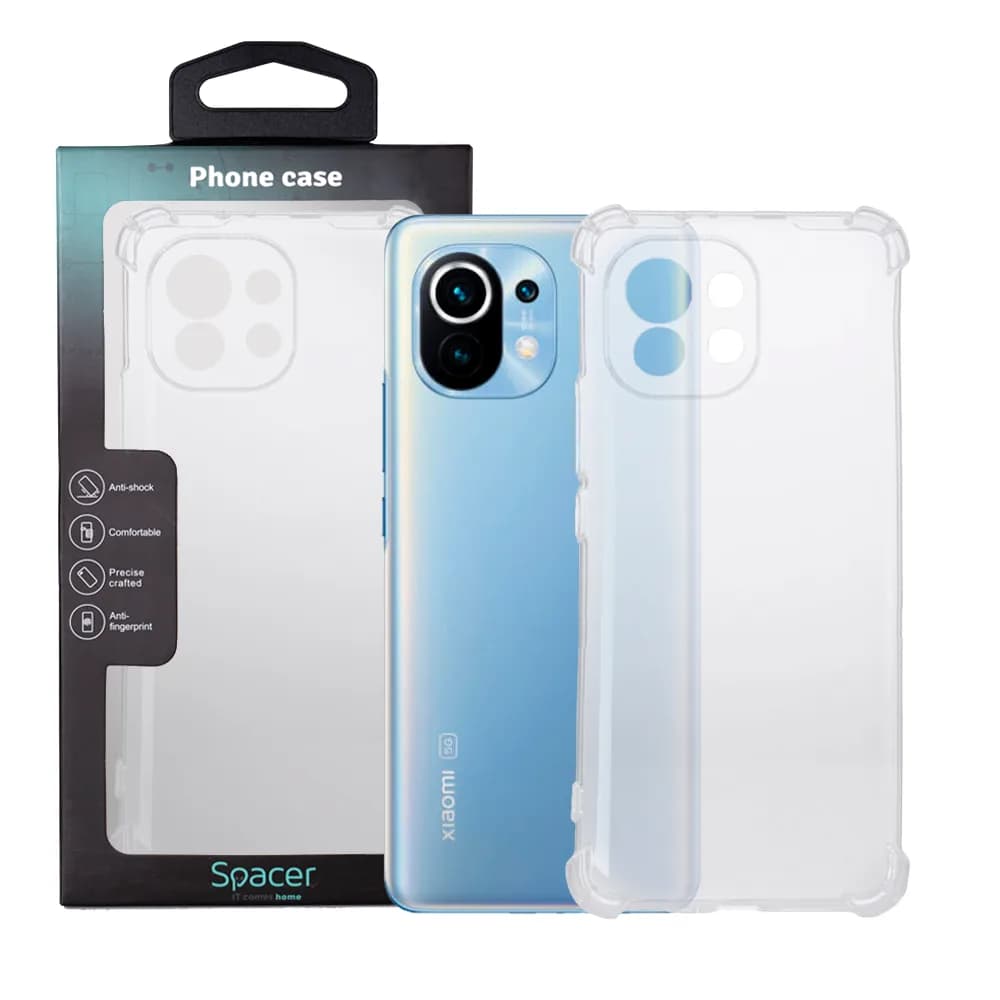 Husa Xiaomi Mi 11 5G Spacer, transparenta, grosime 1.5mm, protectie suplimentara antisoc la colturi, material flexibil TPU "SPPC-XI-MI-115G-CLR"