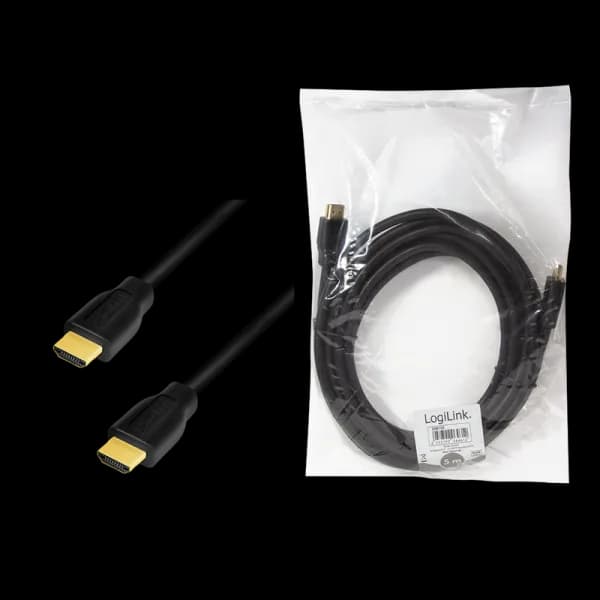 CABLU video LOGILINK, HDMI (T) la HDMI (T) 2.0, 5m, conectori auriti, rezolutie maxima 4K (3840 x 2160) la 60 Hz, plastic, dublu ecranaj, CCS, negru, "CH0103" — miniatură