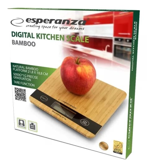 Cantar de bucatarie Esperanza Bamboo EKS005 max. 5kg Maro "EKS005" — miniatură