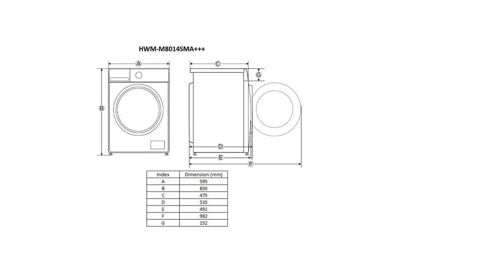 Masina de spalat rufe HEINNER HWM-M8014SMA+++, 8 kg, 1400 rpm, Clasa: A, Alb — miniatură