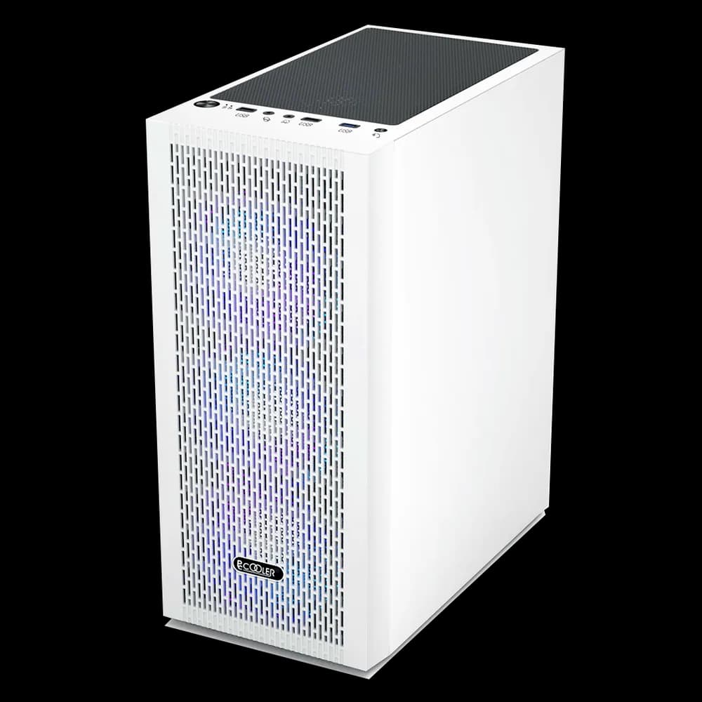 CARCASA PCCOOLER, Middle Tower, ATX, fara sursa, sticla securizata, 3 ventilatoare incluse, iluminare ARGB, alb, USB 3.2 gen 1 x 1, USB 2.0 x 2, mic, audio, "MA100 MESH W" — miniatură
