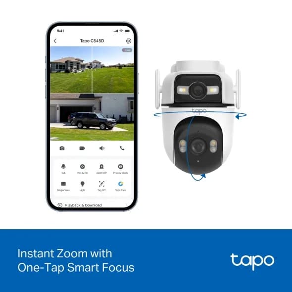 Outdoor Dual Lens Pan/Tilt Security Camera SPEC:2K (2304x1296) & 2K (2304x1296), 2.4 GHz, 2 × External Antennas,1 × Ethernet Port,Horizontal 360º FEATURE: Dual Lens, Pan/Tilt, Color Night Vision, Smart AI Detection and Notifications (motion, people, pets, cars ), Motion Tracking, Sound and Light — miniatură