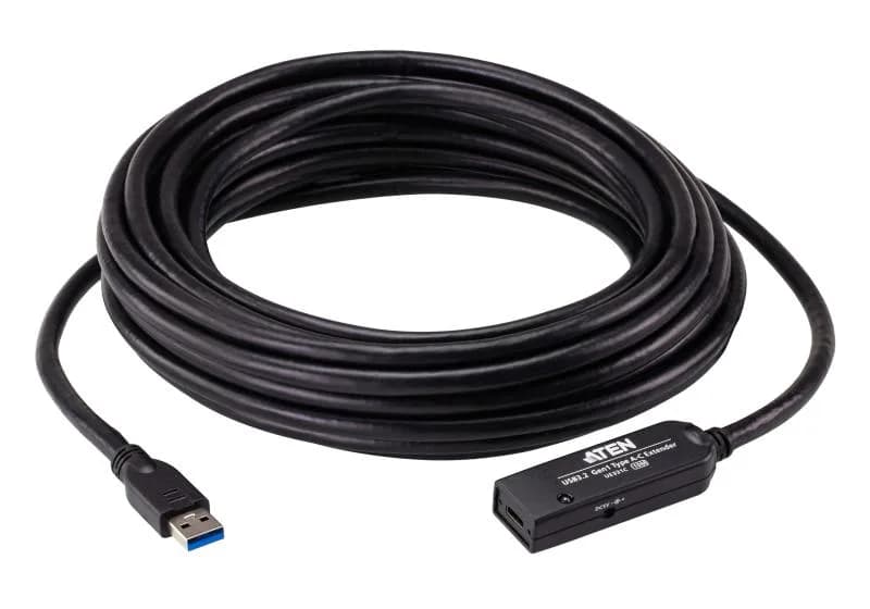Extender ATEN UE331C-AT-G. Lungime cablu: 10 m. Conector 1: USB A, Conector 2: USB C, Versiune USB: USB 3.2 Gen 1 (3.1 Gen 1), Data minima de transfer a ratelor: 5 Gbit/s, Culoarea produsului: Negru