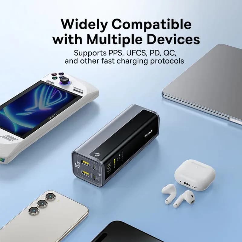 POWER BANK Baseus EnerGeek GP12, 20800mAh, 2 x USB Type-C, 2 x USB, 145W, display, include cablu USB Type-C la USB Type-C 1m, negru, "P10082109813-00" - 6932172687571 — miniatură