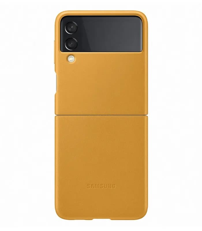 HUSA Smartphone Samsung, pt Galaxy Z Flip3, tip back cover (protectie spate), piele, ultrasubtire, galben, "EF-VF711LYEGWW" — miniatură