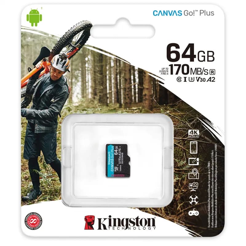 CARD SD KINGSTON 64GB MICROSDXC CLASA10 UHS-I U3 SDCG3/64GBSP