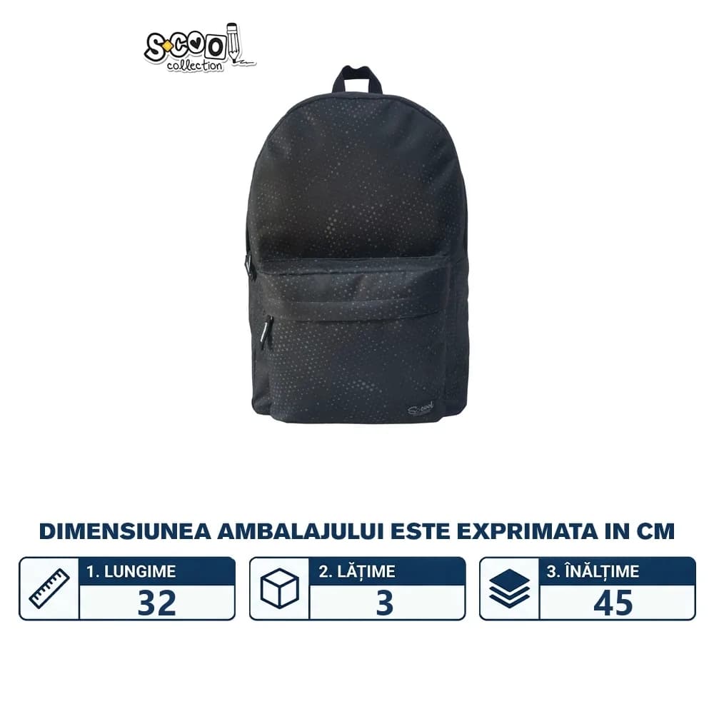 Ghiozdan CLASSIC, 43x30x16 cm, BLACK - S-COOL — miniatură