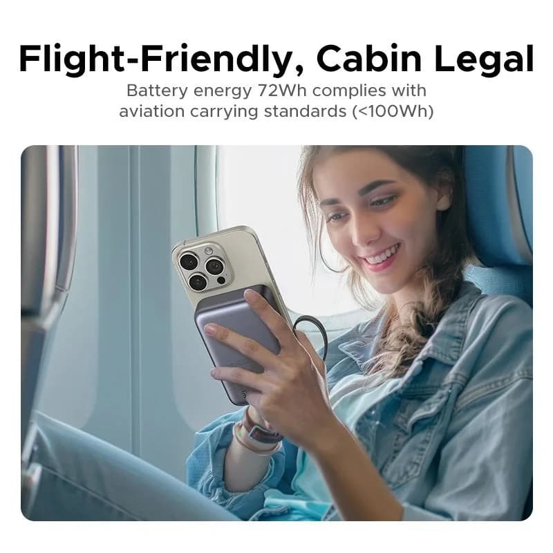 POWER BANK Ugreen "PB567", 20000mAh, 30W PD3.0, 1 x USB, 1 x USB Type-C, incarcare magnetica 15W, 1 x USB Type-C cablu integrat, gri, "55450B" — miniatură
