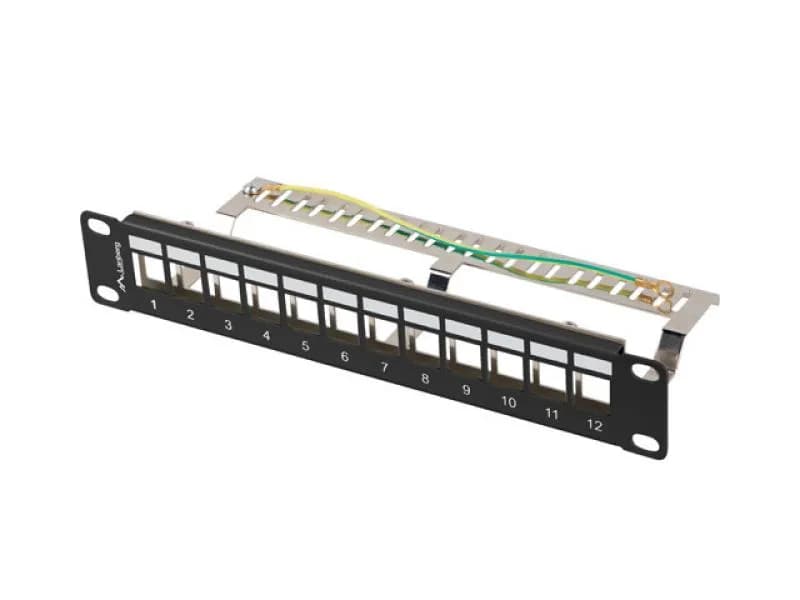Patch panel gol 12 porturi 1U 10" FTP pentru module Keystone, negru V2