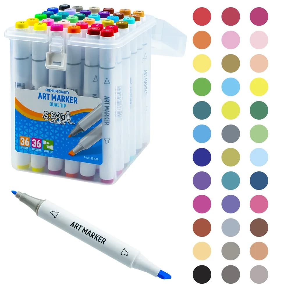 Markere cu 2 capete, 6mm-3mm, 36 cul/set - S-COOL — miniatură