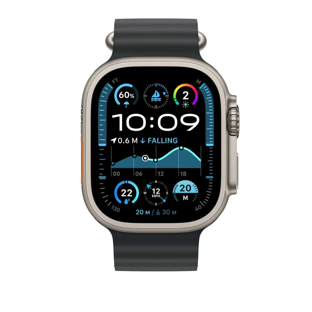 Curea pentru Apple Watch 49mm Black Ocean Band Extension - Natural Titanium Finish — miniatură