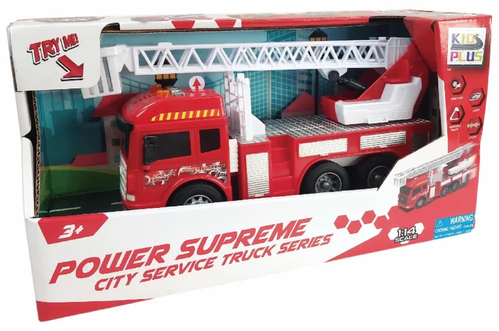VEHICULE CU LUMINI, SUNETE SI FRICTIUNE, SCARA 1/14, 28.5CM,AUTOSPECIALA ROSIE — miniatură