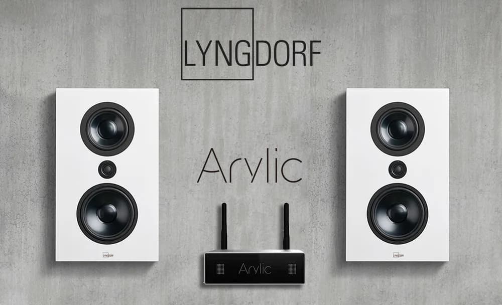 Sistem Stereo 200W cu boxe Lyngdorf FR-1 + Amplificator cu streamer 24bit / 192kHz Arylic S50+