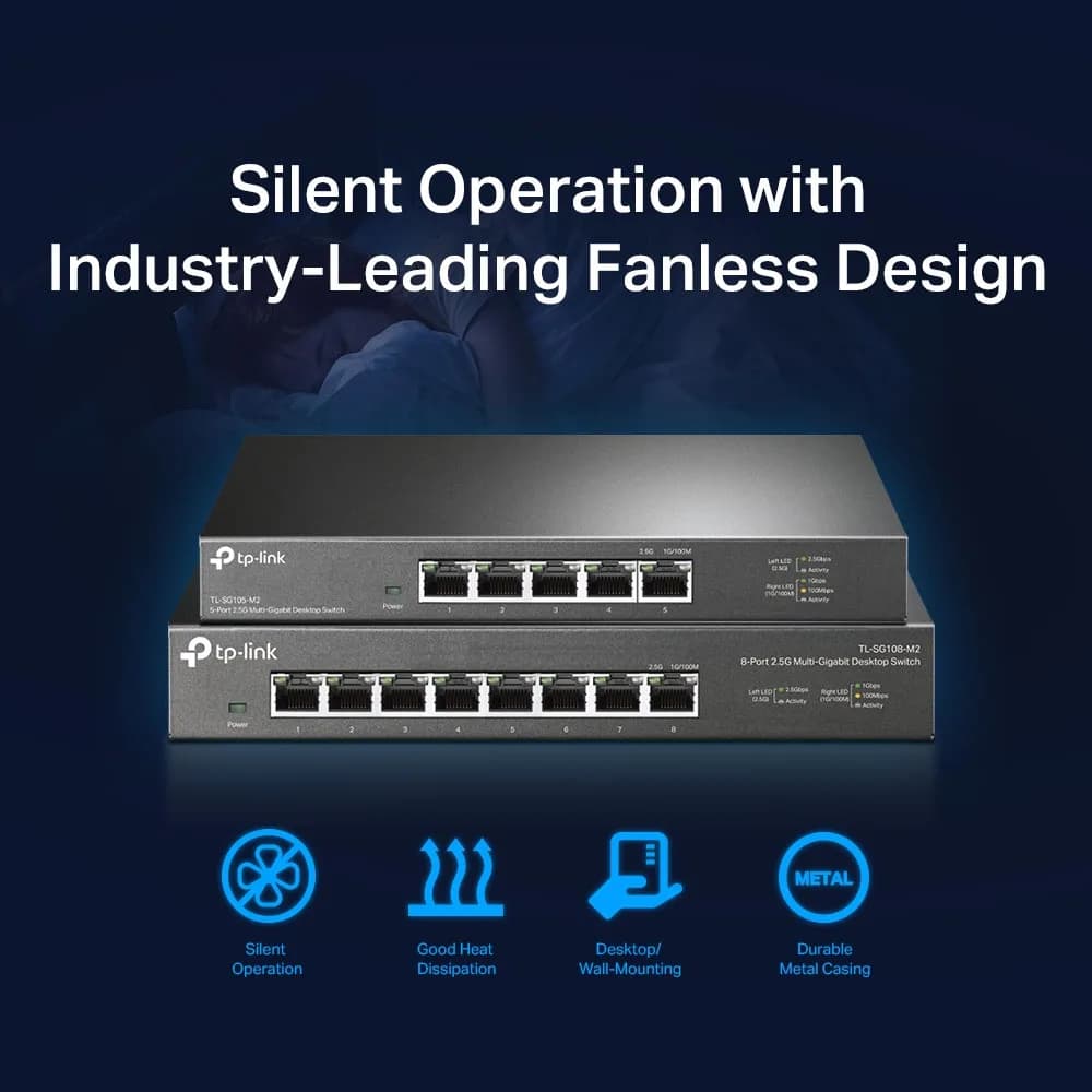 SWITCH TP-LINK 8 porturi 2.5 Gigabit. carcasa metalica "TL-SG108-M2" — miniatură