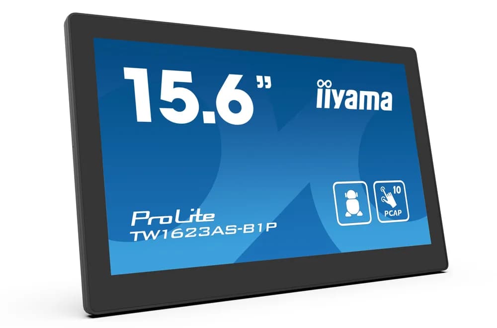 IIYAMA Monitor Android 24/7 TW1623AS-B1P 15.6" Full HD PCAP 10pt touch screen with POE 1920 x 1080 16:9 450 cd/m2 30ms projective capacitive Android 13 BT "TW1623AS-B1P"