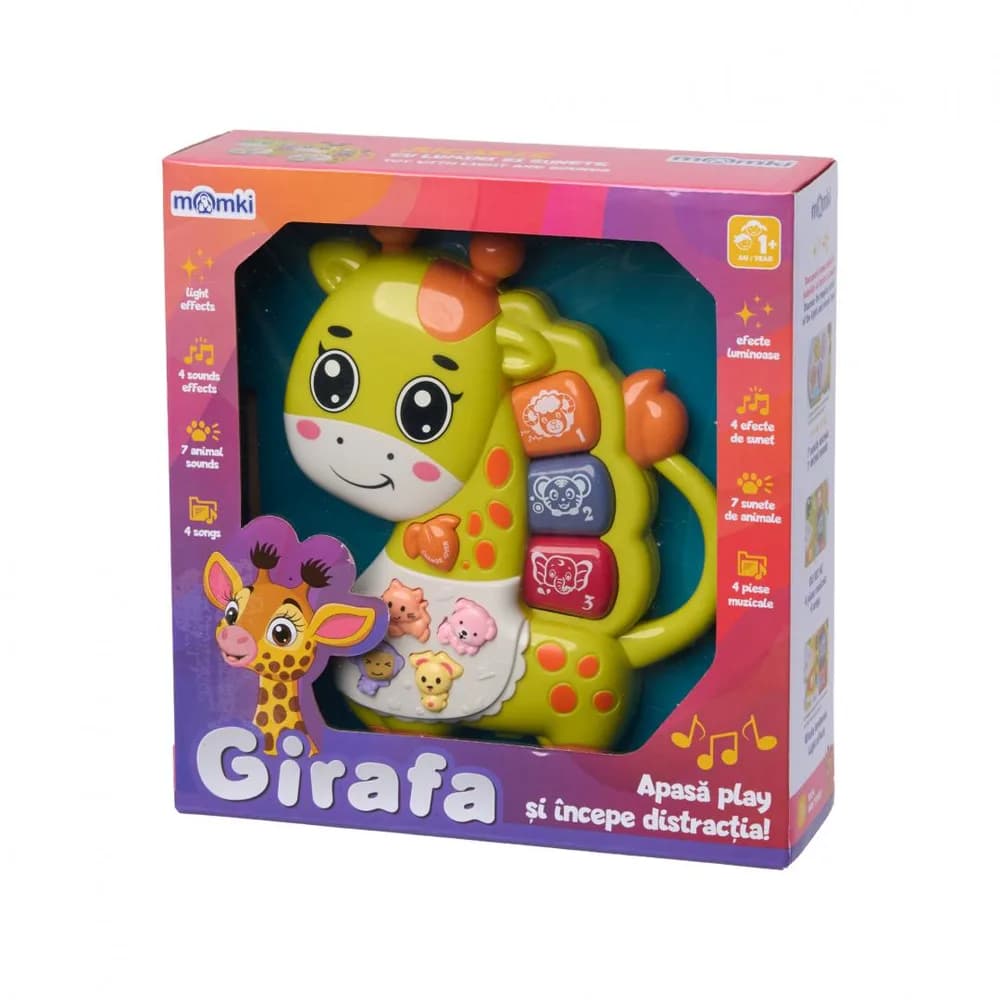 JUCARIE GIRAFA CU LUMINI SI SUNETE, VERDE, MOMKI — miniatură