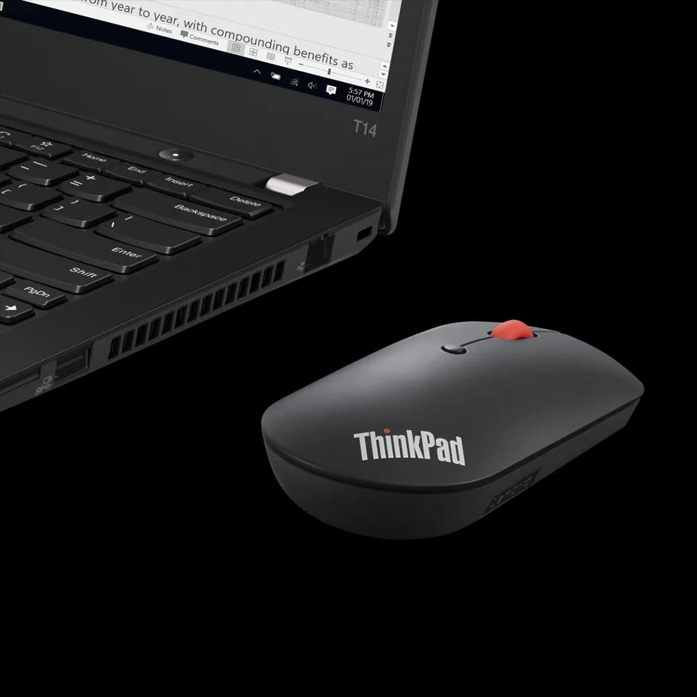 Mouse Wireless Lenovo ThinkPad Bluetooth Silent Mouse, 2400 dpi, Negru — miniatură