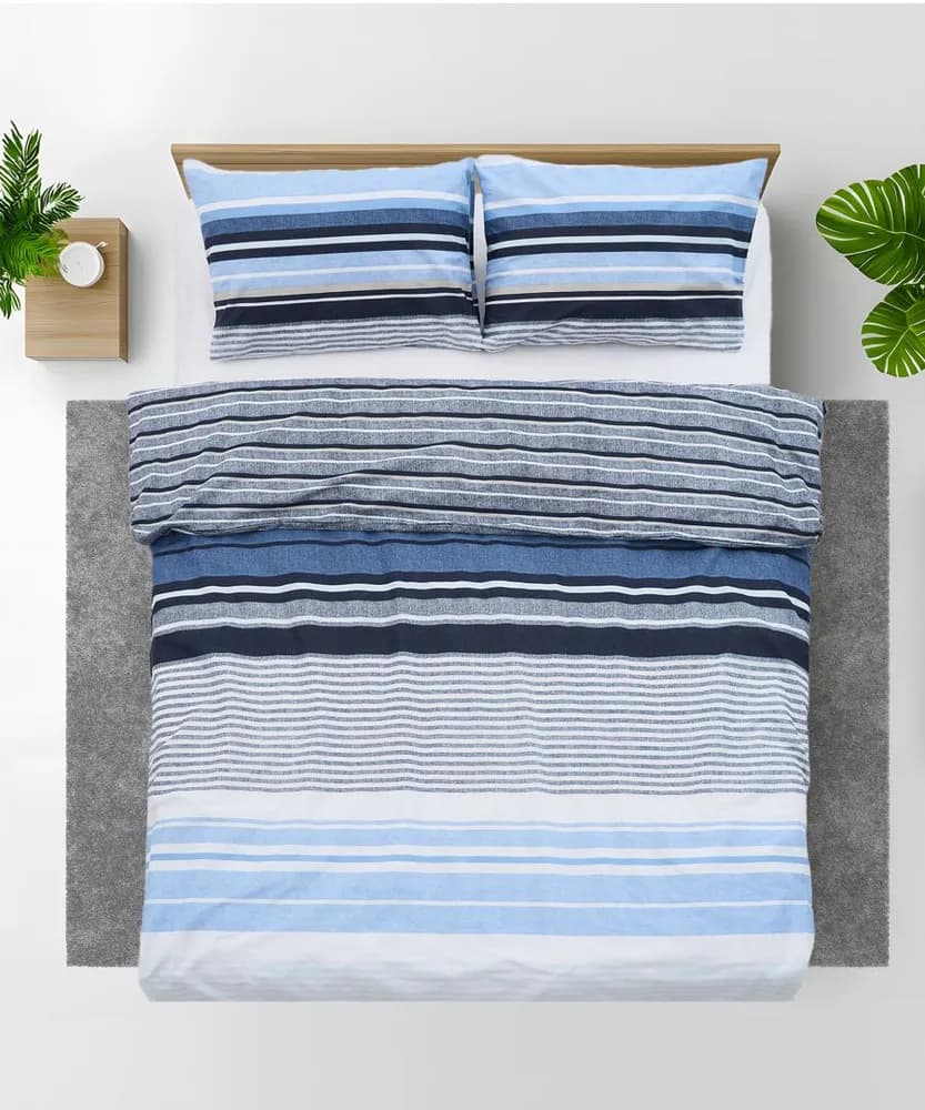 Lenjerie dubla,100% bumbac,4 piese, Azul — miniatură