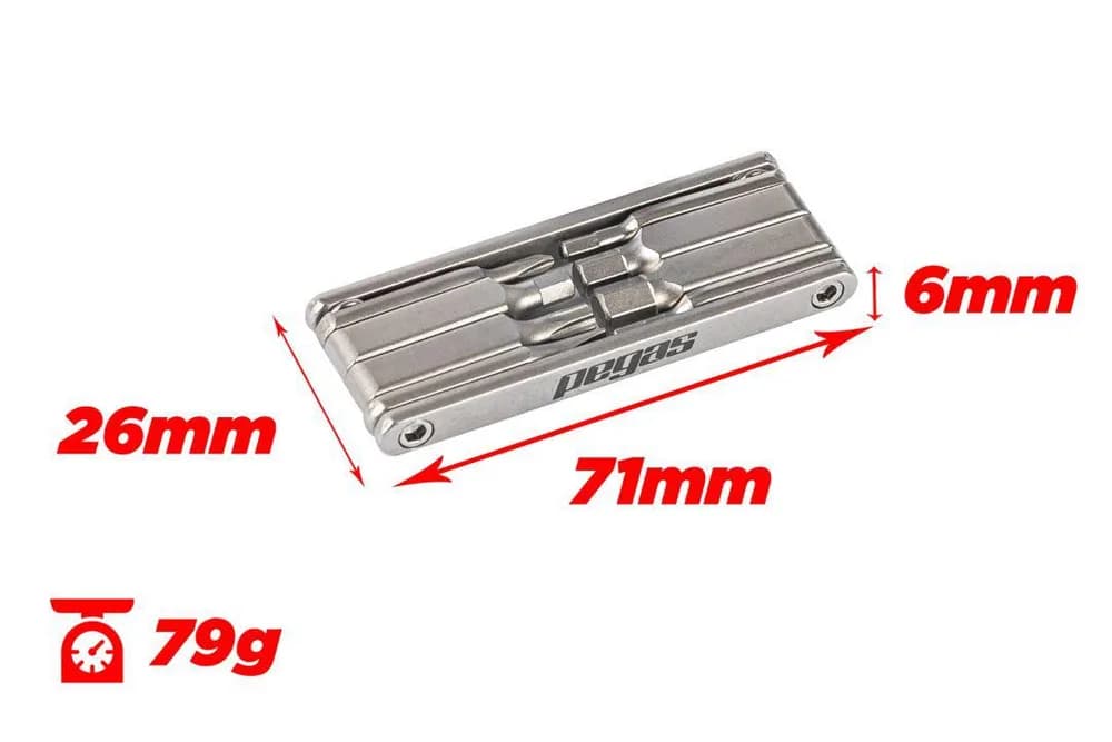 Mini set scule Pegas 8 in 1 otel Cr-V, imbus 2, 3, 4, 5, 6mm, surubelnita dreapta 5mm, surubelnita cruce PH 1, torx T25, culoare argintiu — miniatură