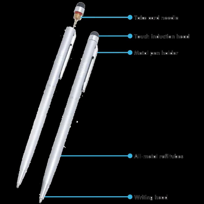 TOUCH PEN LOGILINK, pt. tablete si smartphone, varf cu cap de scriere, aluminiu, argintiu, "AA0041" — miniatură