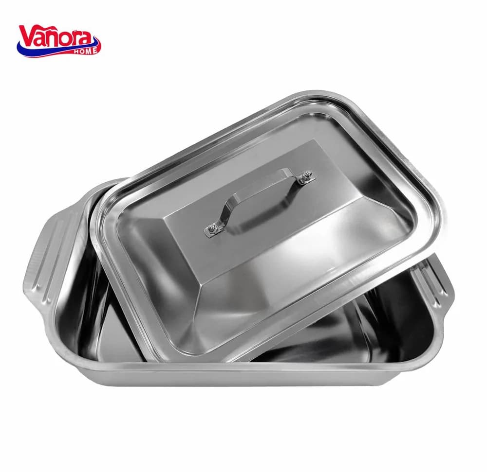 TAVA INOX CU CAPAC 36.5x22x7 CM, ZIRA, VANORA HOME — miniatură