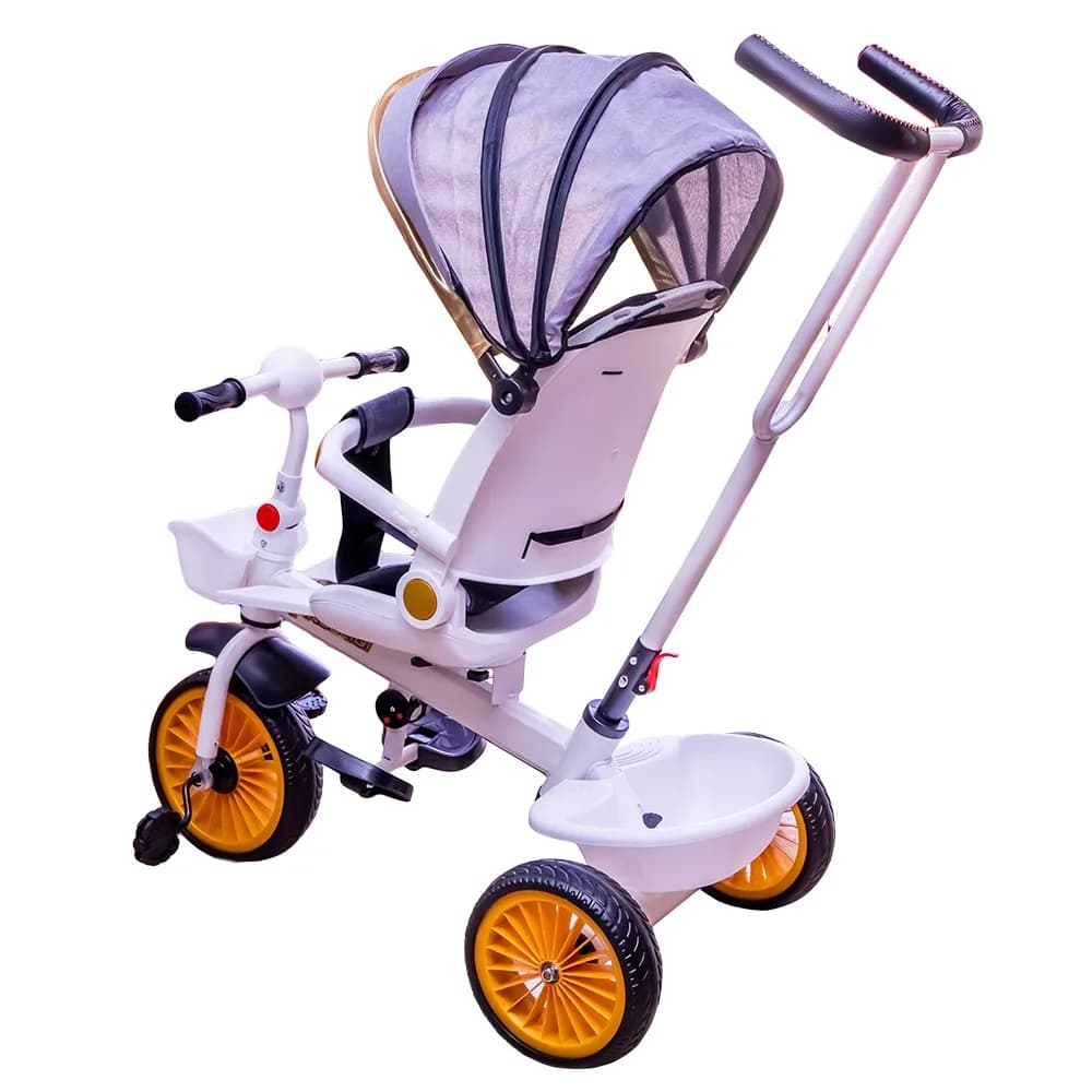 Tricicleta cu pedale, maner si parasolar — miniatură