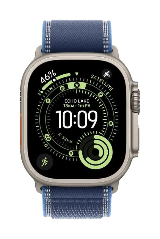 Curea pentru Apple Watch 49mm Blue/Bright Blue Trail Loop - S/M - Natural TitaniumFinish