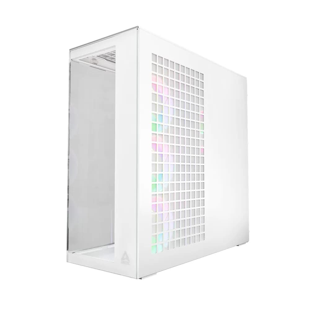 CARCASA Arctic "Xtender VG Wh", mid tower, max 8xfan, 3x P14 Pro R A-RGB si 2x P12 Pro A-RGB instalate, shroud 24 LED ARGB, USB-C x 1, USB 3.2 x 2, audio+mic, 7 sloturi exp, GPU vertical, riser PCIe 4.0, alb, "ACPCC00017A" — miniatură