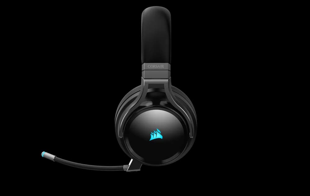 CASTI Corsair, "Virtuoso RGB", wireless, cu fir, gaming, utilizare multimedia, mic pe brat, detasabil, conectare prin 2.4 GHz(WiFi),Jack 3.5 mm,USB 2.0,negru "CA-9011185-EU" — miniatură