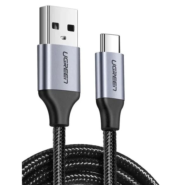 CABLU alimentare si date Ugreen, "US288", Fast Charging Data Cable pt. smartphone, USB 2.0 la USB Type-C 5V/3A, braided, 0.5m, negru "60125" - 6957303861255