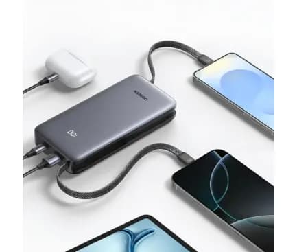 POWER BANK Ugreen "PB528", 20000mAh, 30W, 1 x USB, 1 x USB Type-C, 2 x USB Type-C integrat, gri, "55985B" — miniatură
