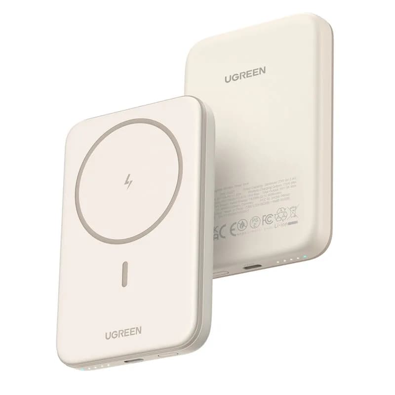 POWER BANK Ugreen "PB560", 5000mAh, 15W, prindere magnetica Iphone 12 and later, 1 x USB Type-C input/output, bej, "25207" - 6941876222070 — miniatură