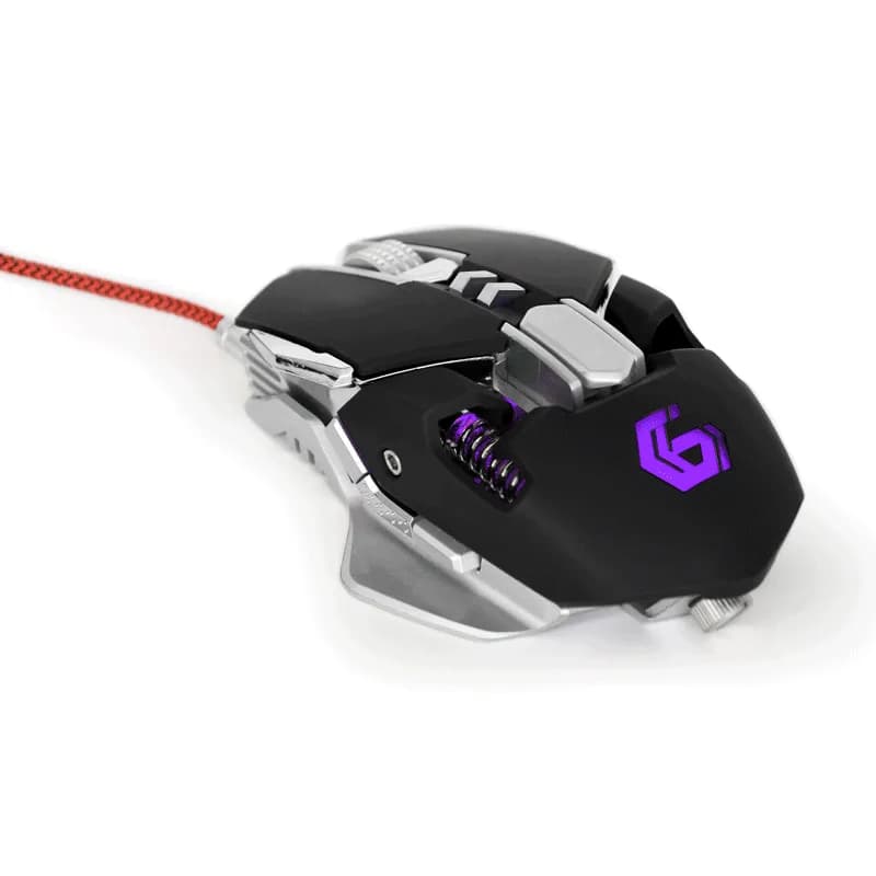 MOUSE GEMBIRD, gaming, cu fir, USB, optic, 4000 dpi, butoane/scroll 7/1, iluminare, butoane programabile, negru / gri, "MUSG-05" — miniatură
