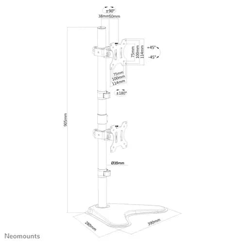 Suport Monitor de Birou Dual, Neomounts by Newstar FPMA-D550DDVBLACK, 10" - 32", VESA 100x100, suporta pana la 8kg, negru — miniatură
