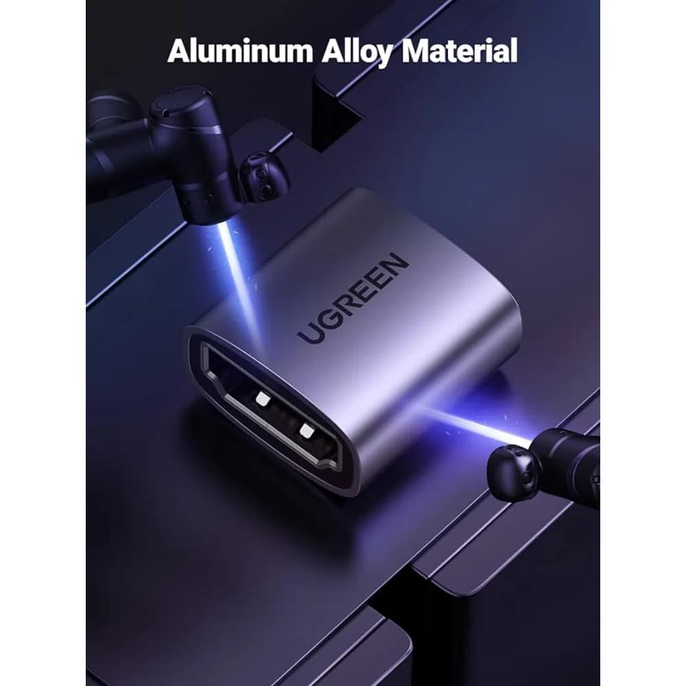 ADAPTOR video Ugreen, "HD159" cupla extender HDMI (M) la HDMI (M), rezolutie maxima 8K UHD la 60 Hz, conectori auriti, aluminiu, gri "90592" - 6957303895922 — miniatură
