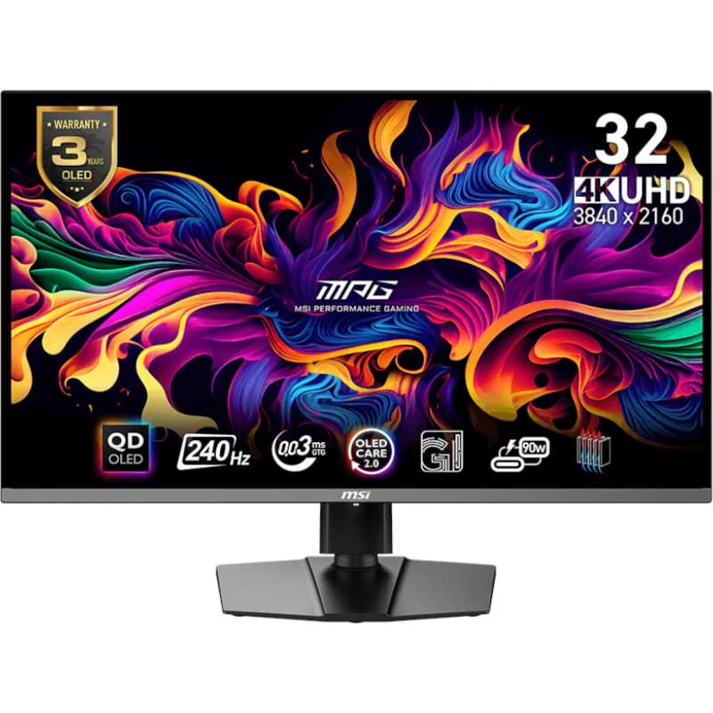 MONITOARE MSI - gaming MS-3DD2,MSI,ID1/Black-Black,31.5,Anti-Reflection,Non-touch,QD- OLED,UHD,LED,Flat,240Hz,0.03ms,16:9,EU,36M,QD-OLED,HF cable "MPG 321URX QD-OLED"