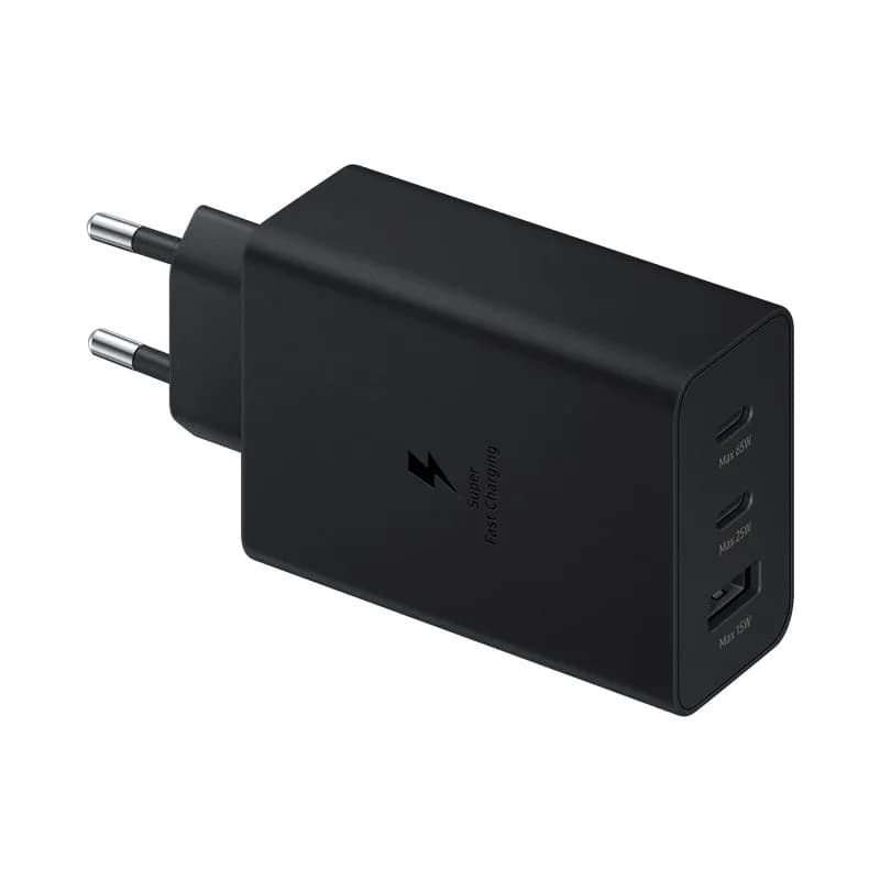 Samsung Power Adapter Trio 65W,2x USB-C,1xUSB-A, Super Fast (without cable); Black "EP-T6530NBEGEU"