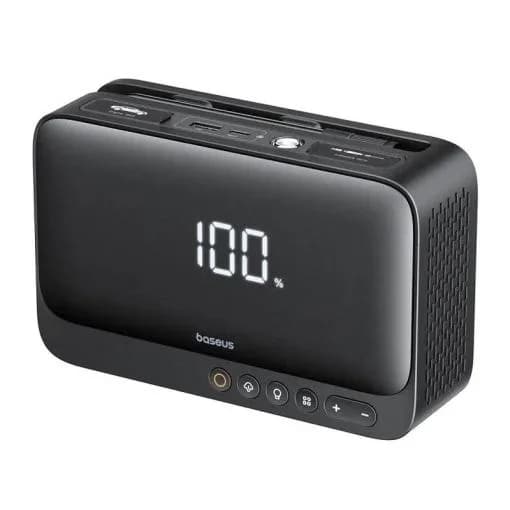 STARTER auto Baseus Super Energy 4 in 1, pornire baterie auto 600A, power bank 6000mAh, lanterna, 150 psi putere umblare cauciuc, 1 x USB Type-C, 1 X USB, negru "C00245902111-00" - 6932172654351 — miniatură