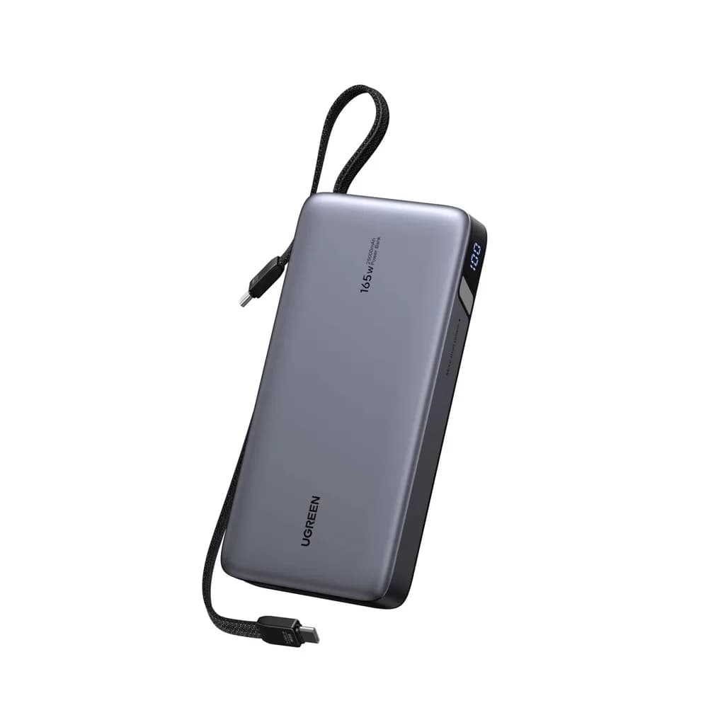 POWER BANK Ugreen "PB552", 25000mAh, 165W PD3.0, 1 x USB, 1 x USB Type-C, 1 x USB Type-C integrat, display, gri, "55995B"