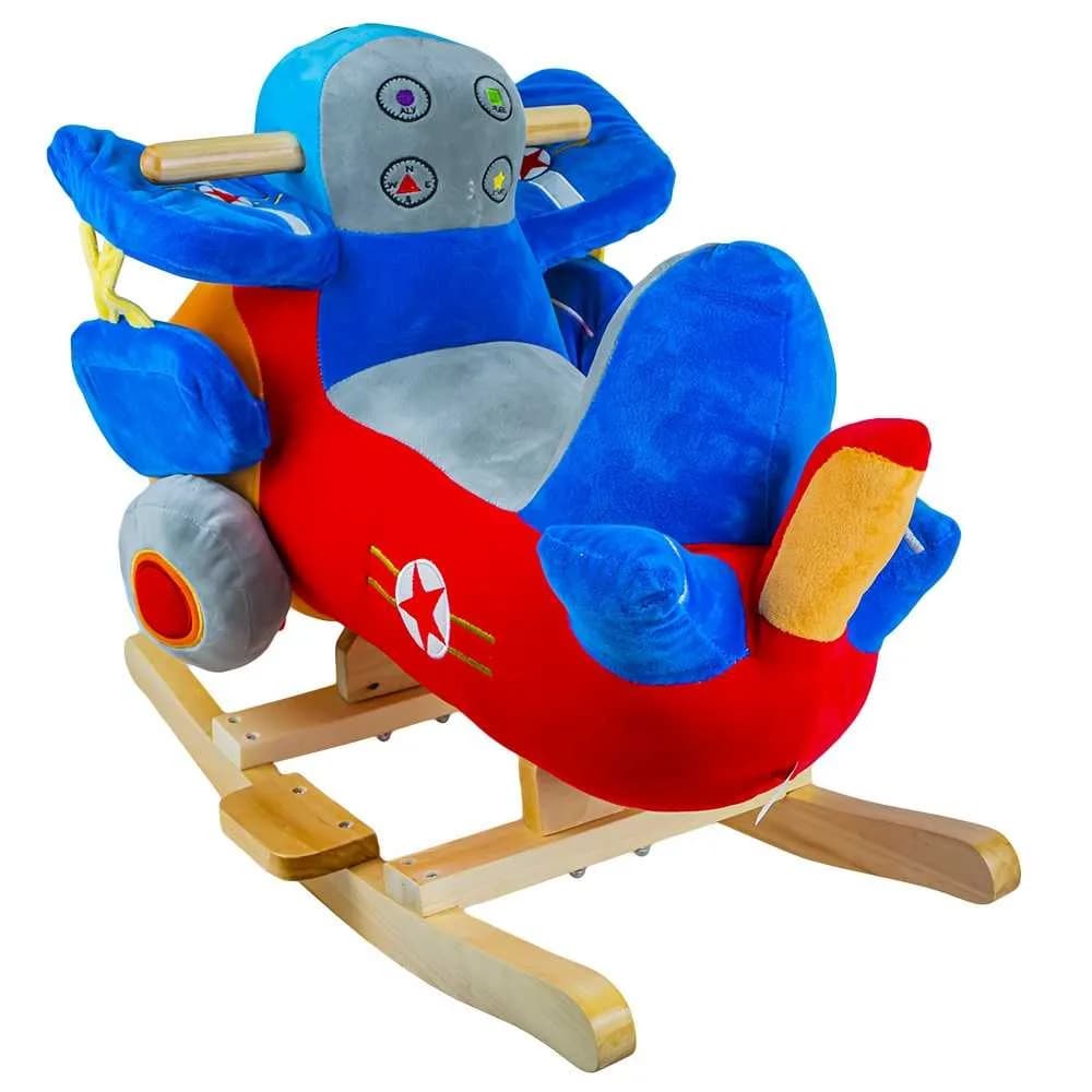 Balansoar pentru bebelusi, Avion, lemn + plus, 60x34x45 cm — miniatură