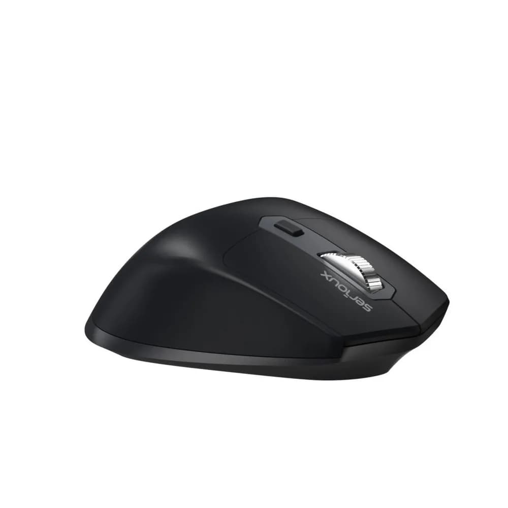 Mouse Serioux Apex 166 Wireless reincarcabil USB-C, Negru, senzor: Optic, DPI: 800/ 1200/1600/ 2400, conexiune: Dongle USB 2,4 GHz, banda de frecventa: 2,4 GHz, click silentios, design ergonomic, baterie integrată litiu de 500 mAh, cerințe OS: Win, Mac, Vista — miniatură