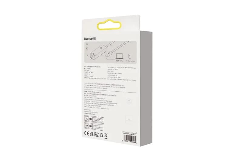 ADAPTOR RETEA Baseus Lite, USB Type-C to RJ-45 Gigabit LAN, metalic, LED, gri "WKQX000313" - 6932172606138 — miniatură