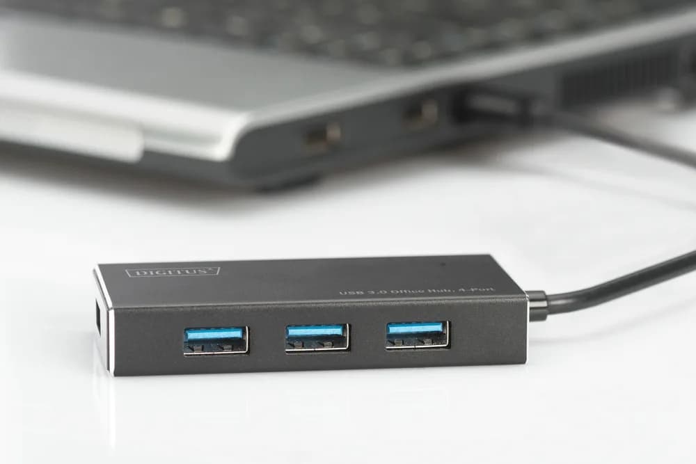 DIGITUS DA-70240-1 DIGITUS Hub 4-port USB 3.0 SuperSpeed, Power Supply, HQ aluminum "DA-70240-1" — miniatură