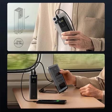 POWER BANK Cuktech P+ Series 1C1A, 10000mAh, 150W, 1 x USB; 1 x USB Type-C, digital display pt. status baterie, negru "CKPB100PGLBL" — miniatură