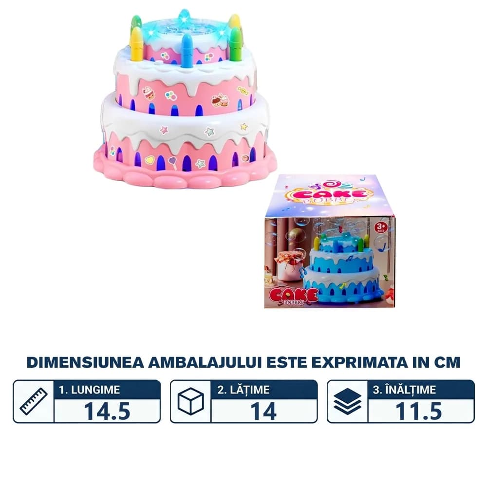 Baloane de sapun, cu baterii, Tort — miniatură