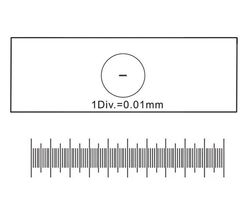 Lamă de calibrare cu diviziuni de 0,01 mm