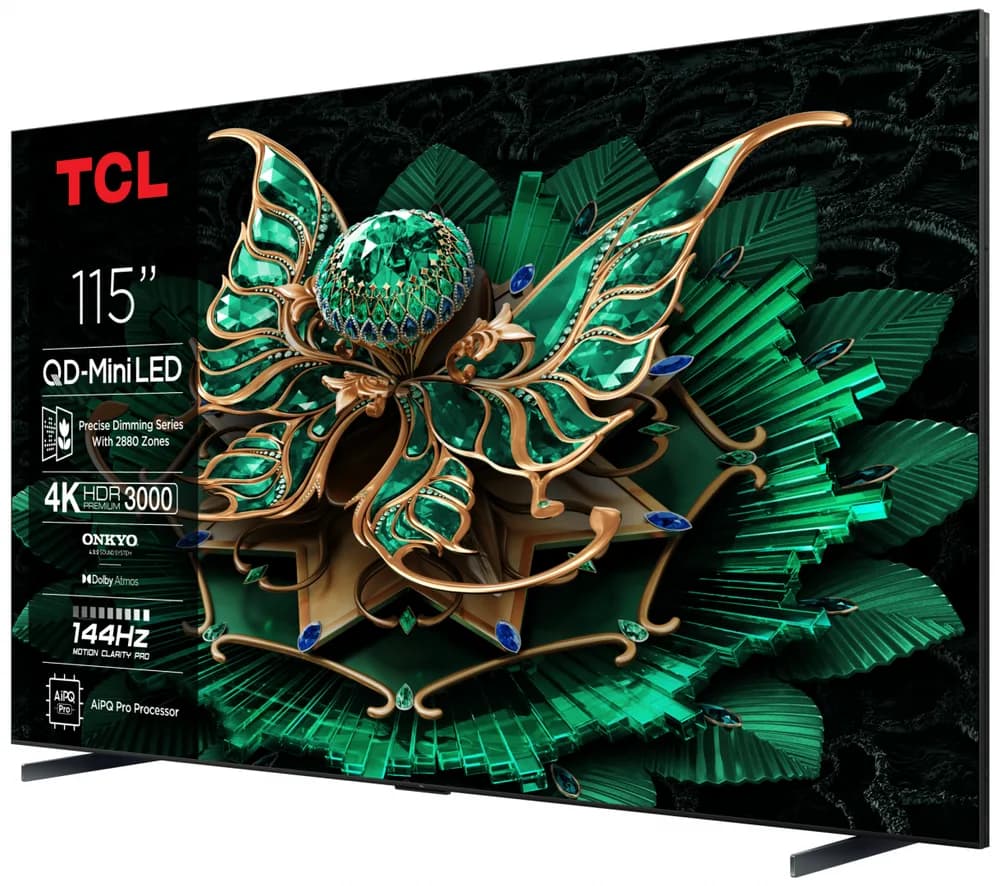 Televizor TCL QD-MiniLED 115C7K, 291 cm, Smart Google TV, 4K Ultra HD,144Hz, Clasa E, Onkyo — miniatură