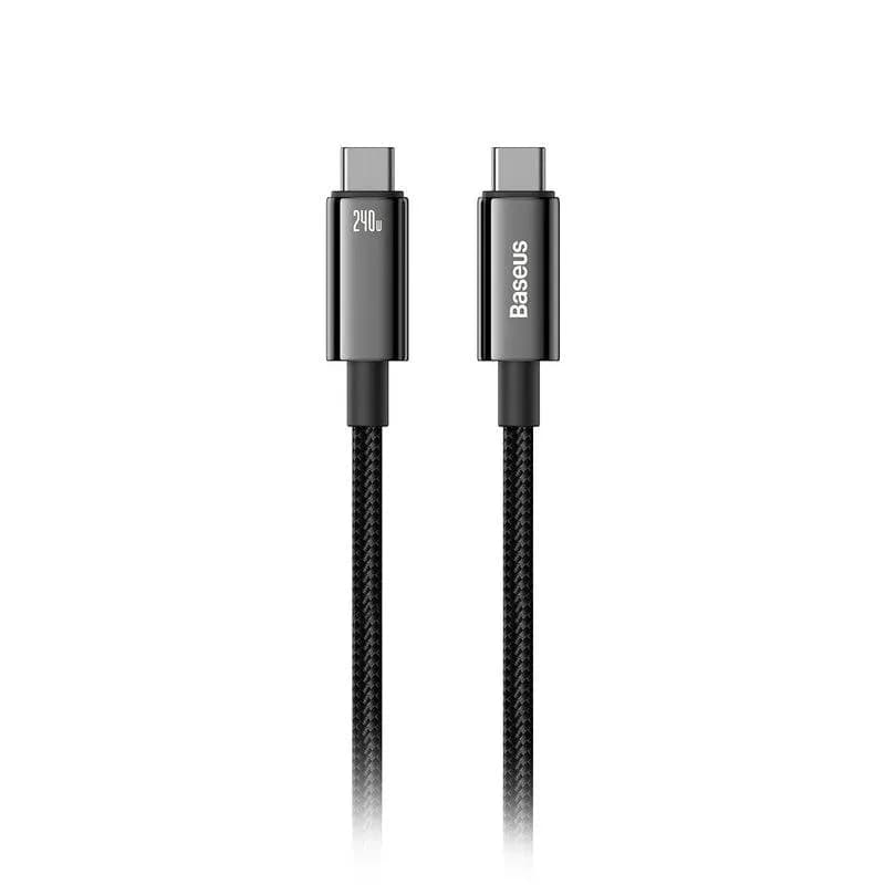 Cablu alimentare si date Baseus Tungsten Gold, Fast Charging Data Cable pentru smartphone, USB Type-C la USB Type-C, putere 240W, brodat, lungime 1m, negru