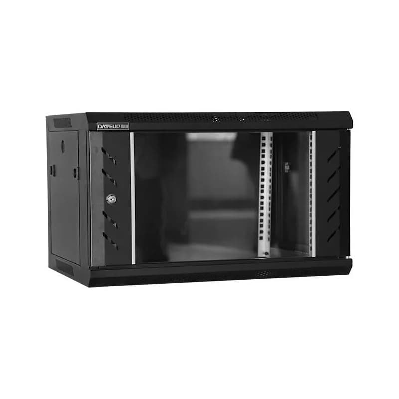 Rack 4U 600x450, dezasamblat, montare pe perete, usa din sticla, panouri detasabile si securizate, culoare negru RAL9004, DATEUP "MP.6404.9001"