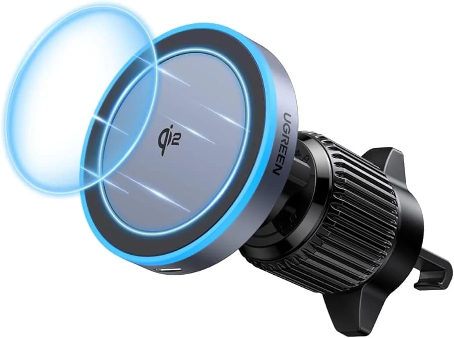 SUPORT AUTO si INCARCATOR wireless Ugreen, "W708" magnetic, incarcare maxim 15W, prindere grilaj ventilatie, negru "35970" - 6941876239702